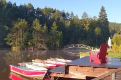 Jetty with seating and view to the bridge