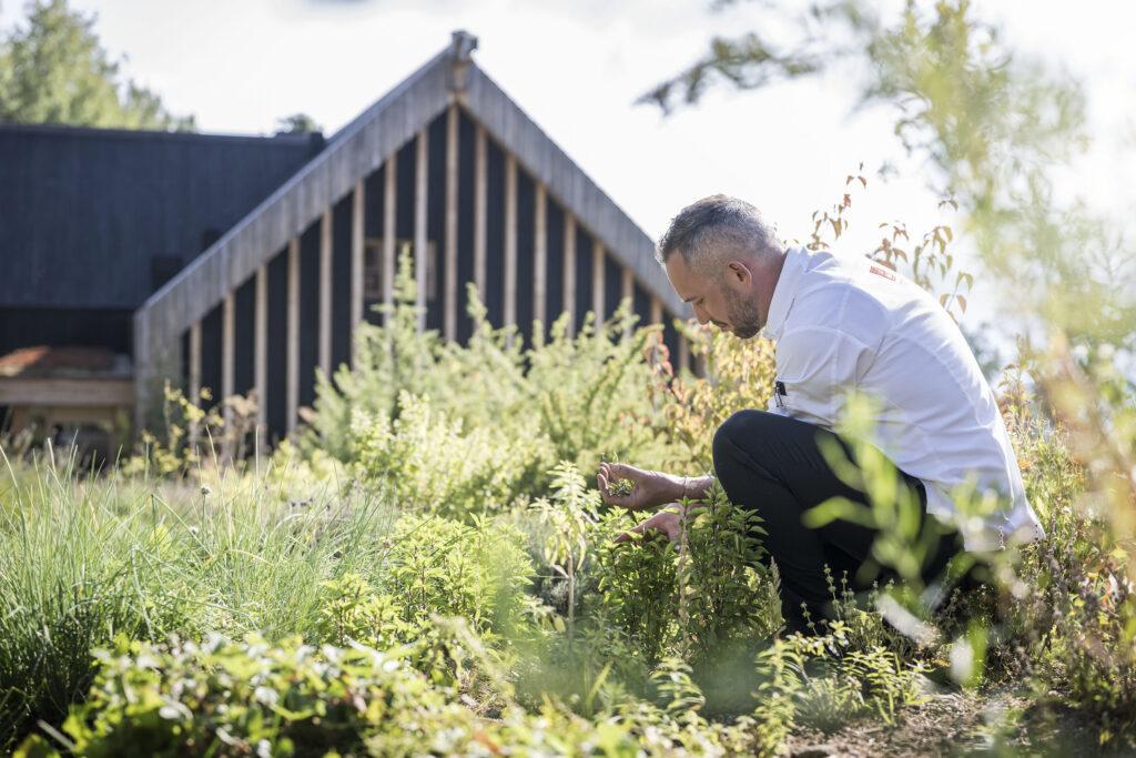 Chefkoch Hannes Pignater im Garten der ADLER Lodge RITTEN