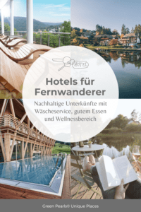 Der Pin zeigt vier Hotels, die Services für Fernwanderer anbieten, bzw. der ideale Ort sind, um sich nach einer Fernwanderung zu erholen. 