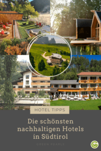 Der Pin zeigt die fünf nachhaltigen Green Pearls® Hotels in Südtirol | Nachhaltig reisen in Südtirol