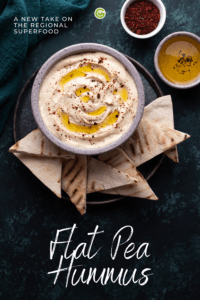Regional alternative to chickpea hummus: flat pea hummus recipe