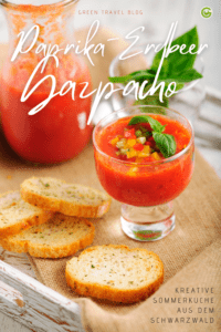 Sommer-Rezept aus dem Schwarzwald: Paprika-Erdbeer-Gazpacho mit Brotchips und Sprossen
