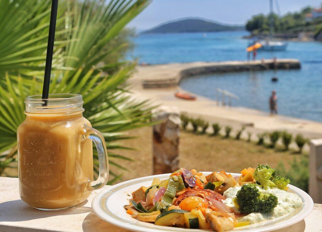 Vegan Dinner with a View of the Adriatic Sea in Croatia