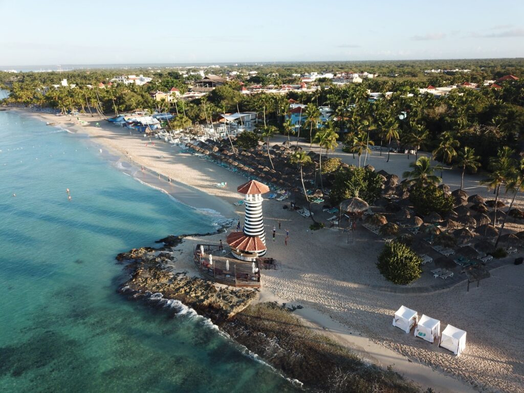 Beach View with lighthouse Dominican Republic