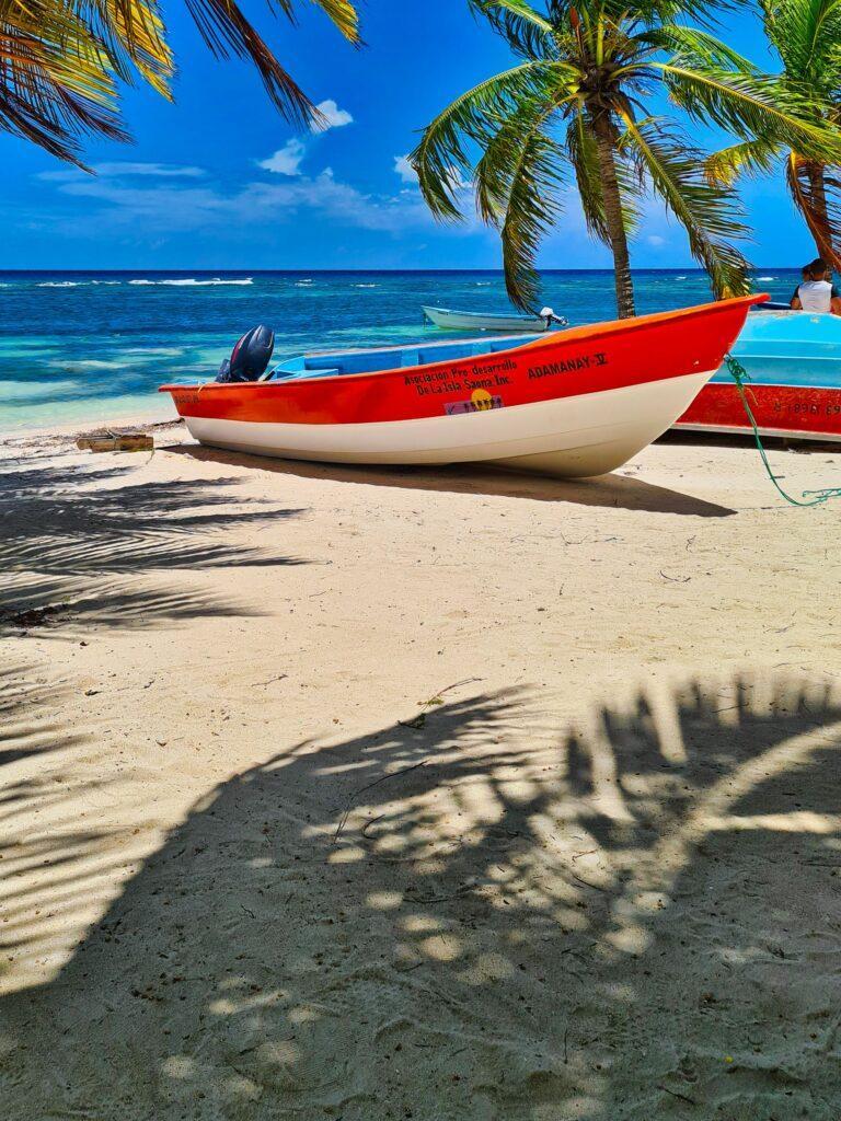 Fisher Boat on the Caribbean Beach in Dominican Republic 